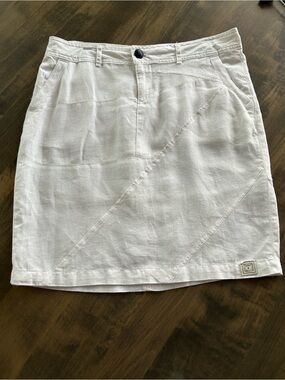 ⛵️☀️White Linen Mini Skirt with Diagonal Panel Detail⛵️☀️